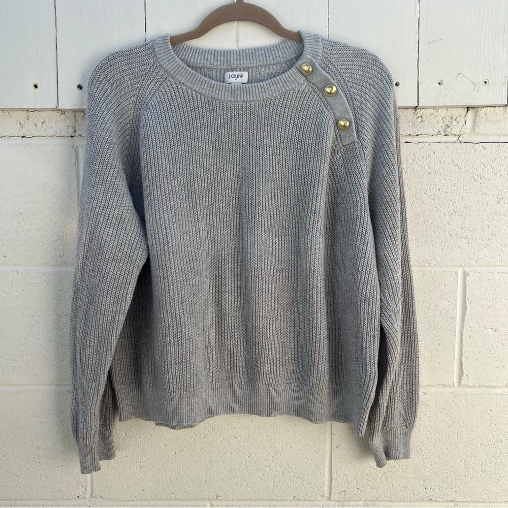 J. Crew Gray and Gold Crew Neck Sweater